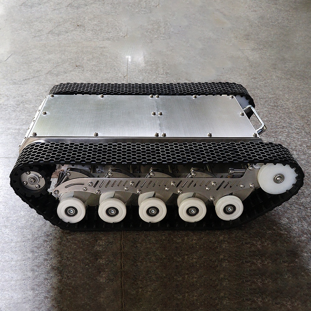 منصة هيكل روبوتية بمسارات مطاط - مراجعة Tracked Robot Chassis وسعره